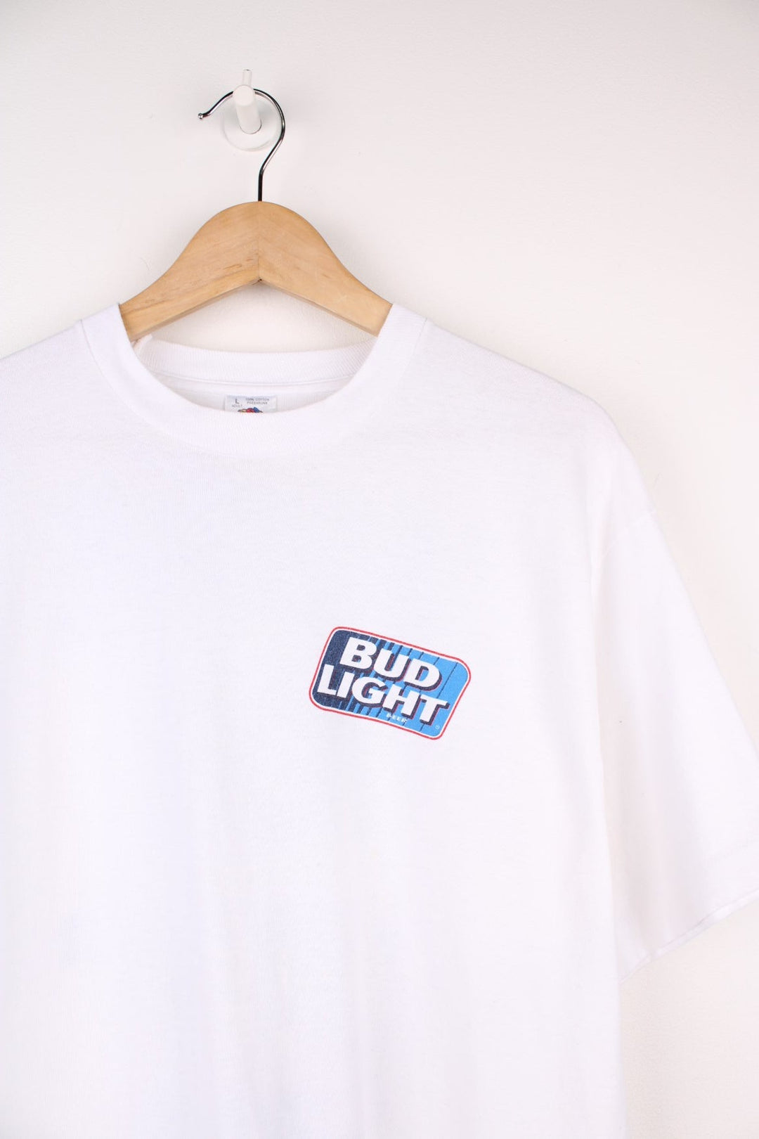 Vintage 90s Bud Light "I Love You Man!" single stitch T-Shirt with print on the chest and large spell out print on the back.