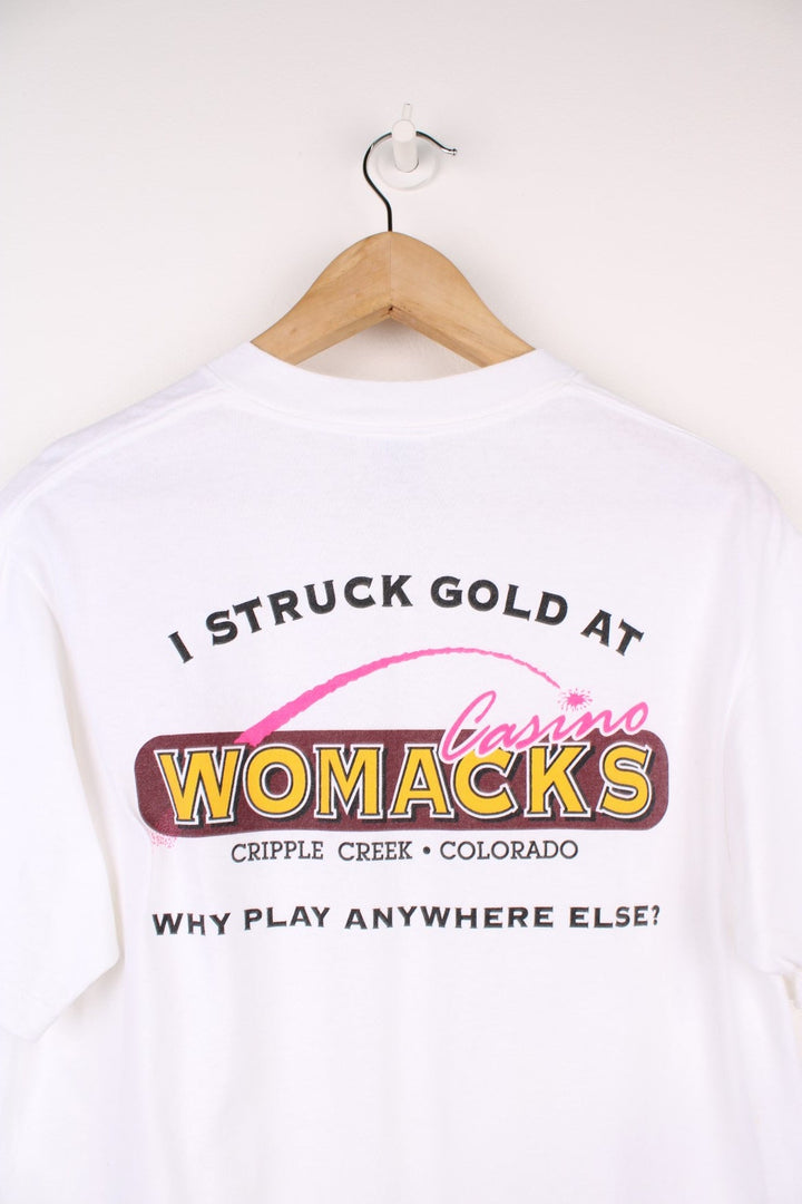 Vintage 90s Womacks Casino Cripple Creek, Colorado single stitch T-Shirt with print on the chest and back.