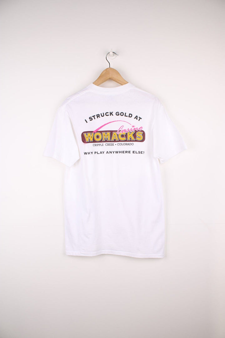 Vintage 90s Womacks Casino Cripple Creek, Colorado single stitch T-Shirt with print on the chest and back.