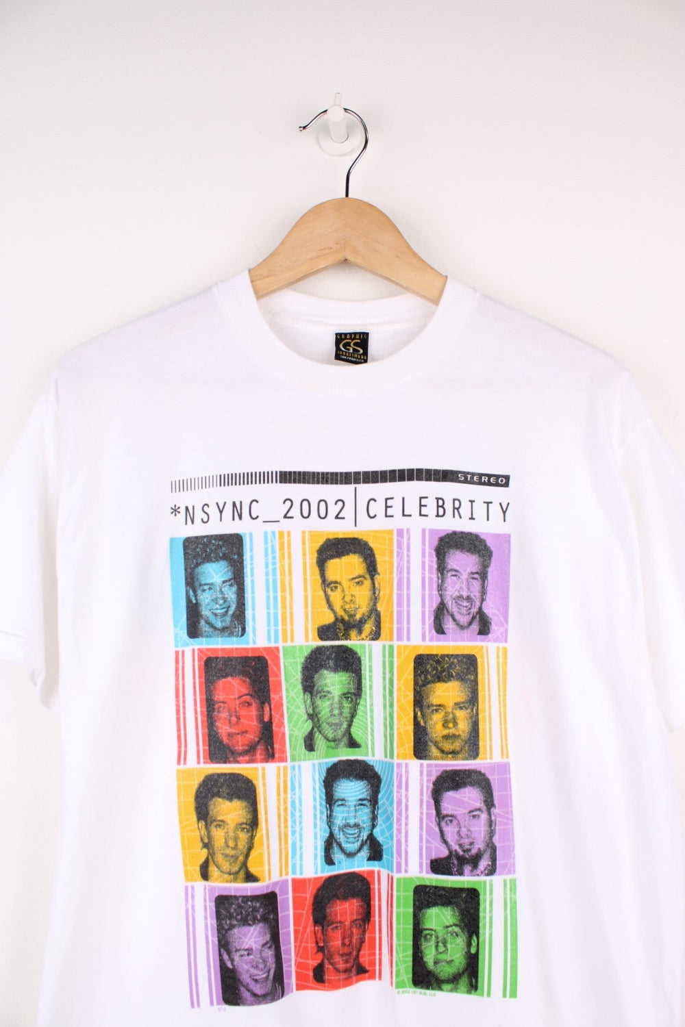 2002 NSYNC Celebrity Tour T-Shirt with large print on the front and back.