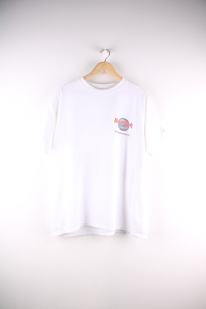 Vintage Hard Rock Cafe Washington D.C T shirt white colourway with a small graphic on the front, and a large graphic on the back.  