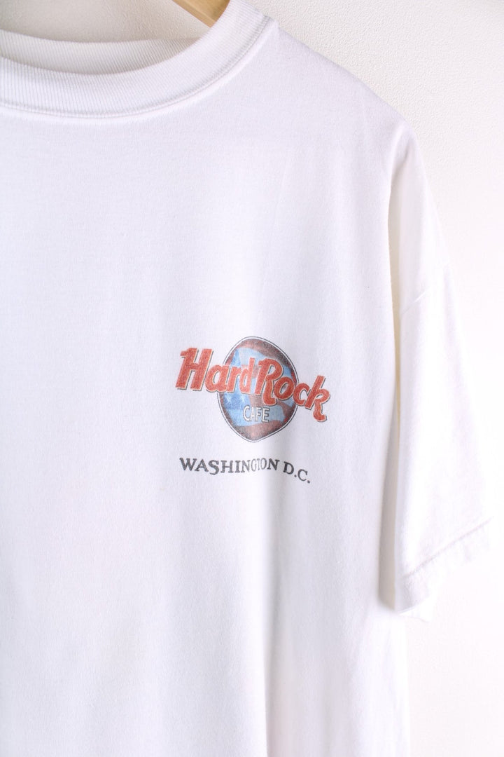 Vintage Hard Rock Cafe Washington D.C T shirt white colourway with a small graphic on the front, and a large graphic on the back.  