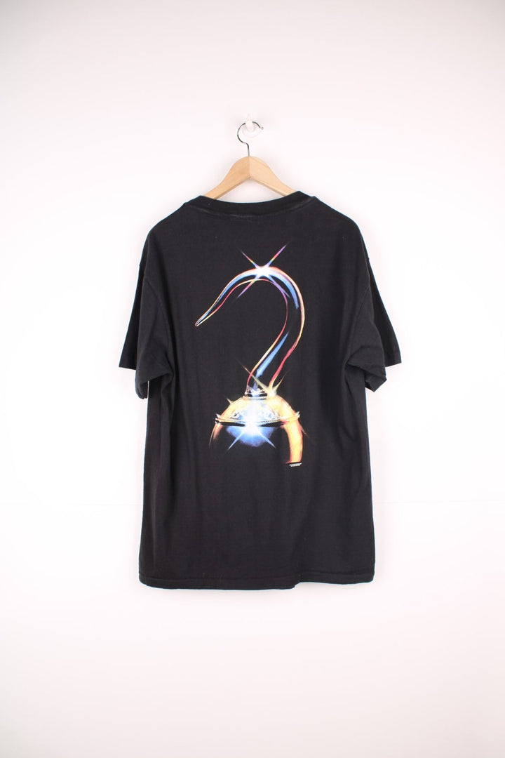 Vintage 1991 Hook, Peter Pan Movie Single Stitch T-Shirt in a black colourway with the name of the film printed on the front and on the back a big hook graphic design.