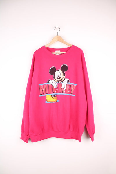 Disney Mickey Mouse Sweatshirt in a pink colourway with Mickey printed on the front. 