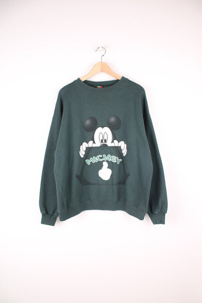 Disney Mickey Mouse Sweatshirt in a green colourway with Mickey printed on the front. 