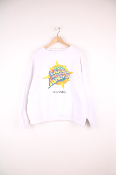 Vintage Universal Studios, Islands Of Adventure Orlando Sweatshirt in a white colourway with the logo printed on the front.  