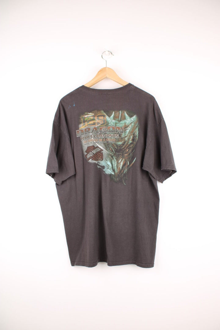 Harley-Davidson Legends Never Die T-Shirt in grey with graphic print on the front and back.