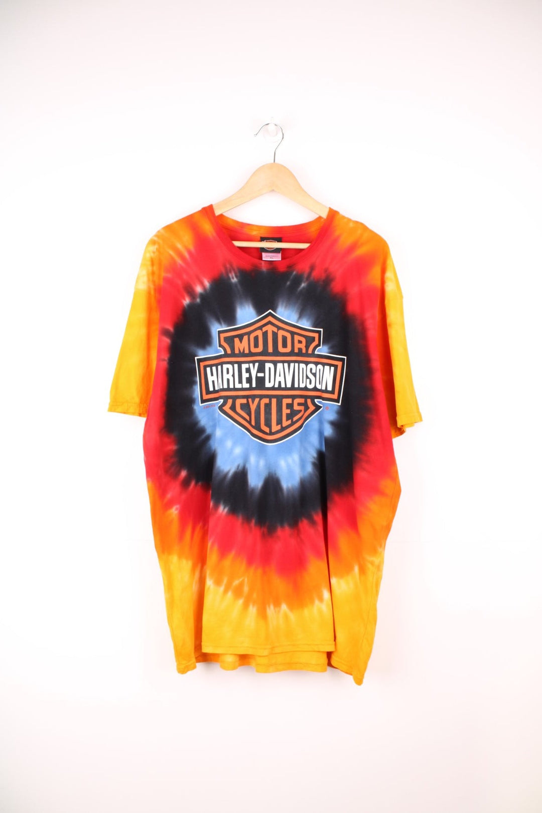 Harley-Davidson multicoloured tie dye t-shirt with spell-out graphic on the front and back