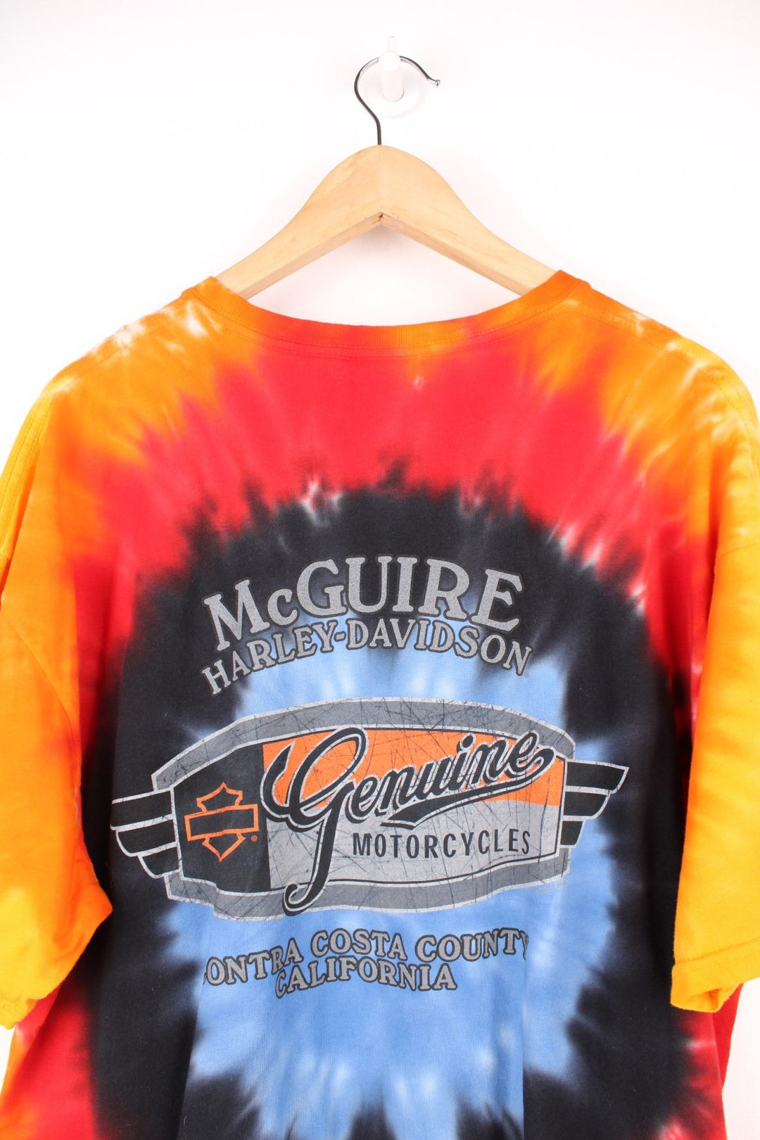 Harley-Davidson multicoloured tie dye t-shirt with spell-out graphic on the front and back