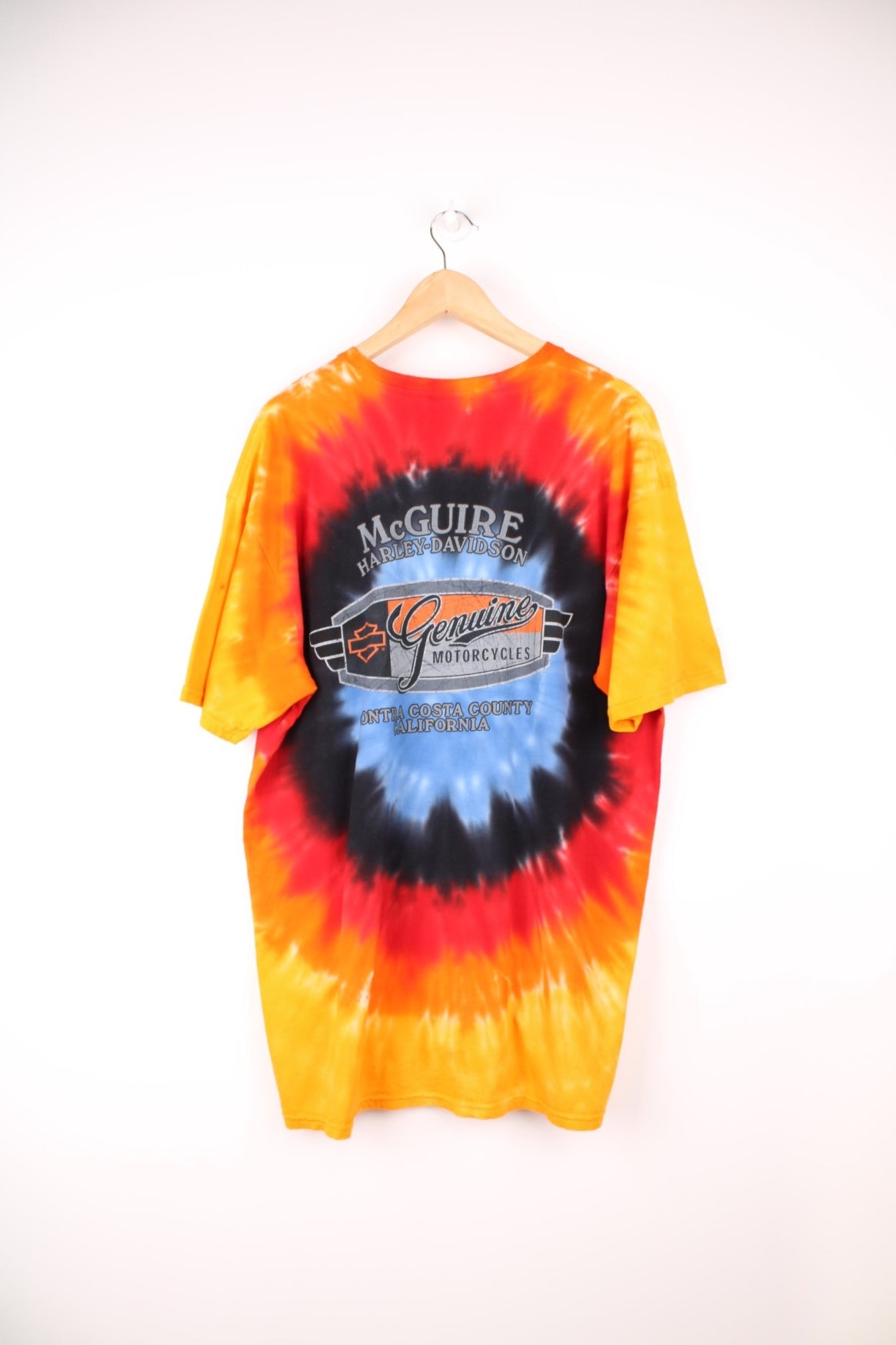 Harley-Davidson multicoloured tie dye t-shirt with spell-out graphic on the front and back