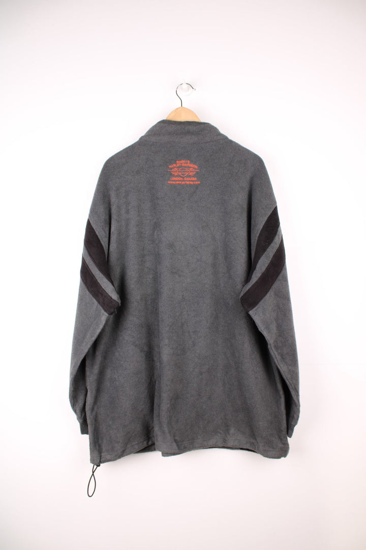 Harley-Davidson grey 1/4 zip fleece with embroidered logo on the chest and embroidered spell-out motif on the back of the neck 