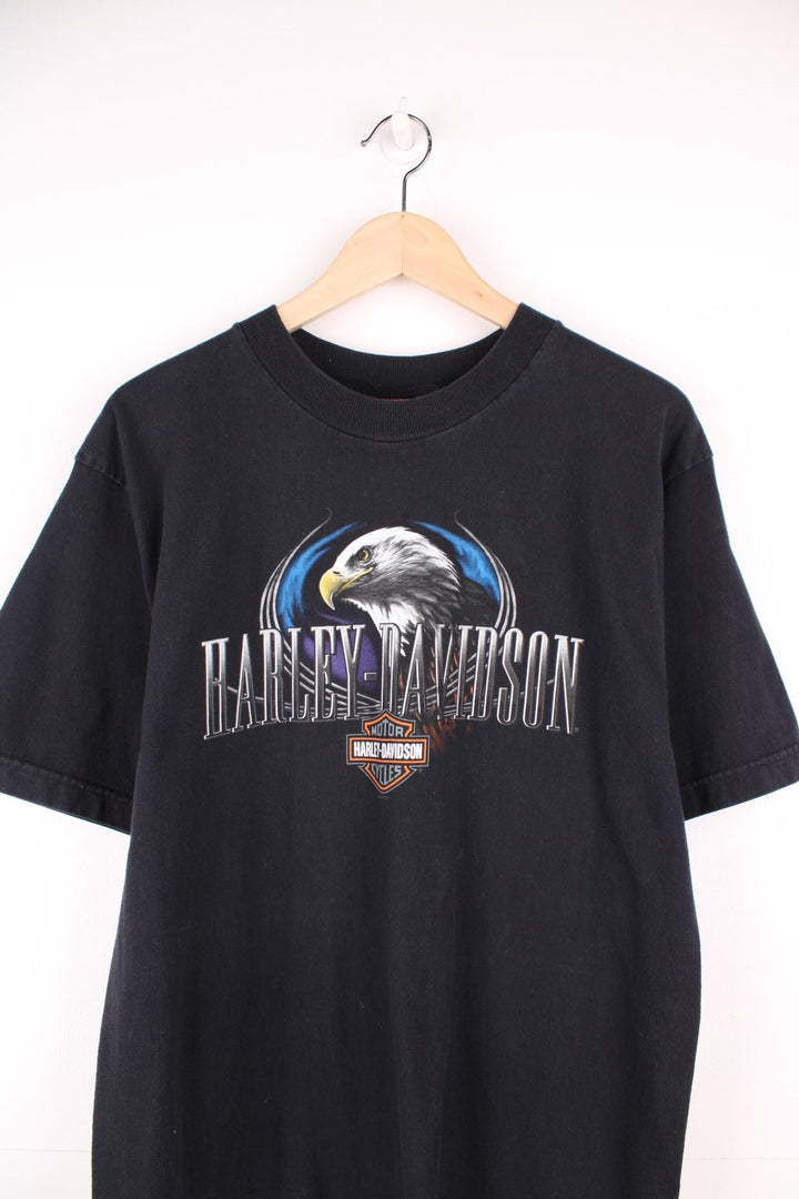 2005 Harley Davidson Charleston, SC T-Shirt with spell out logo and eagle print on the front, and graphic print on the back.