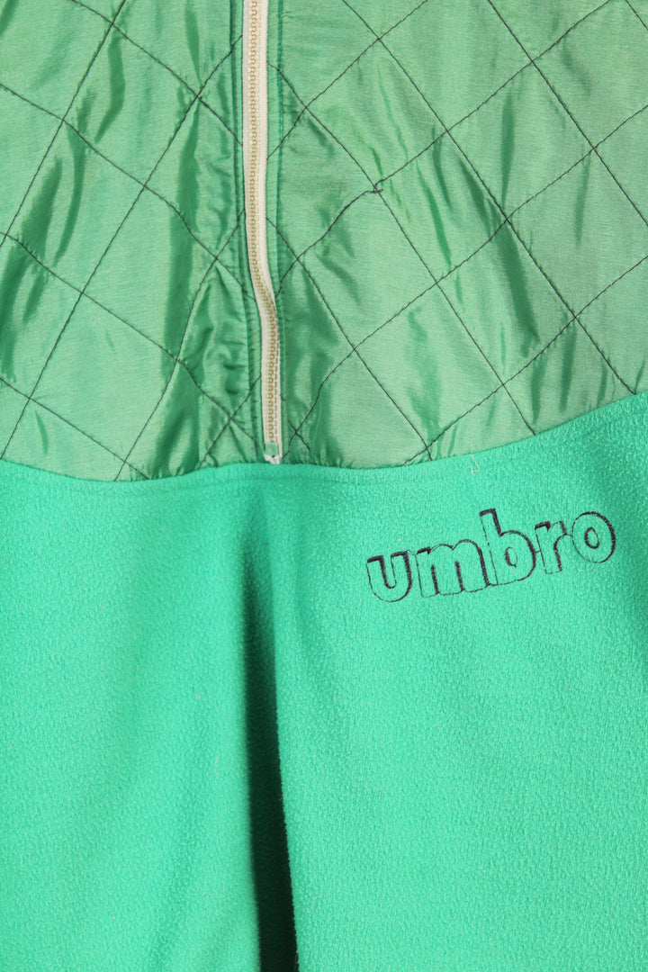 Vintage green 1980's Umbro 1/4 zip fleece with embroidered logo on the front 