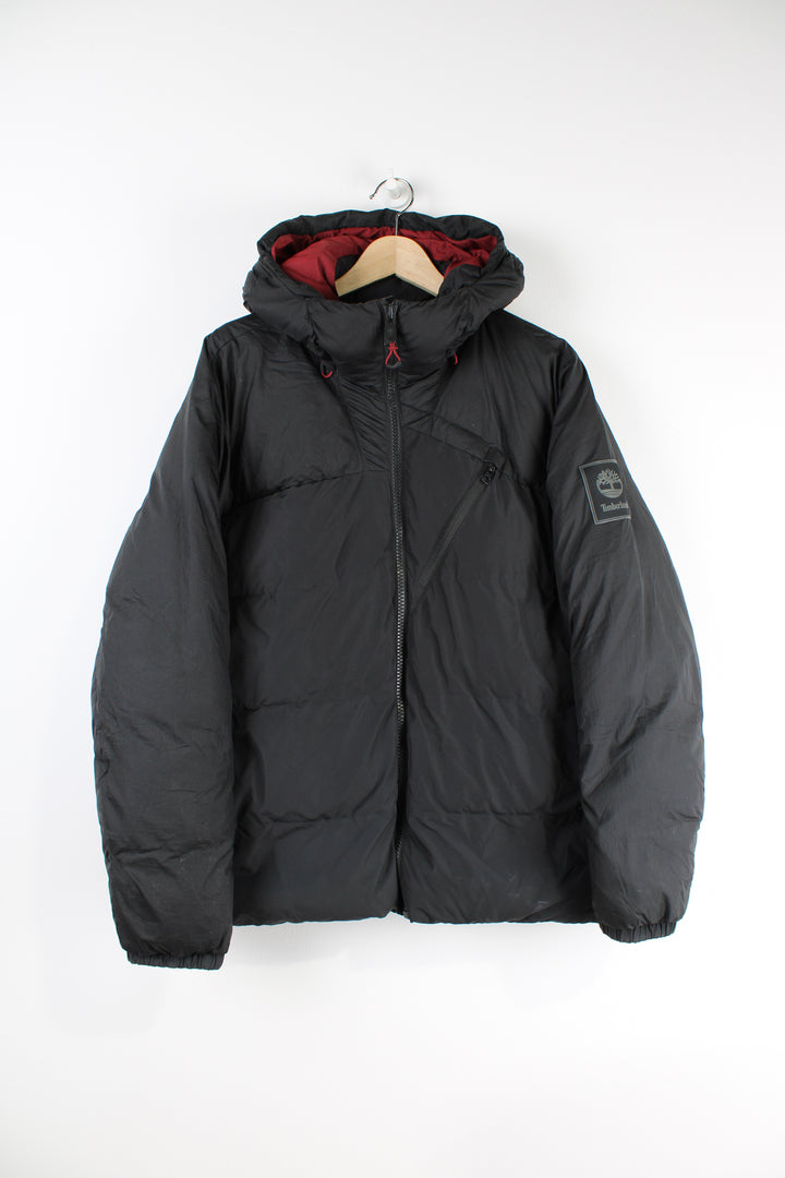 All black Timberland Neo Summet puffer jacket with full zip and hood