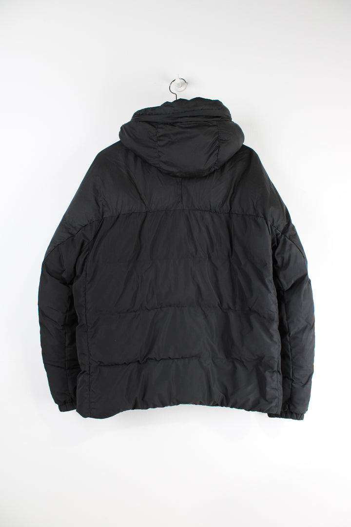 All black Timberland Neo Summet puffer jacket with full zip and hood