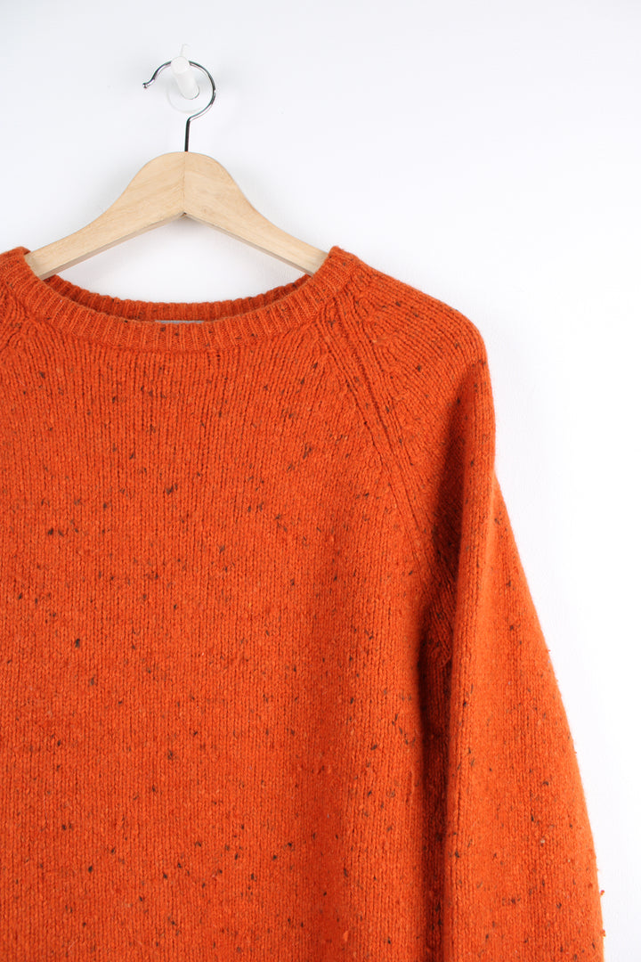 Carhartt orange knit crewneck jumper with small logo on the hem   good condition- some bobbling throughout  Size in Label:  Mens M - Measures more like a S