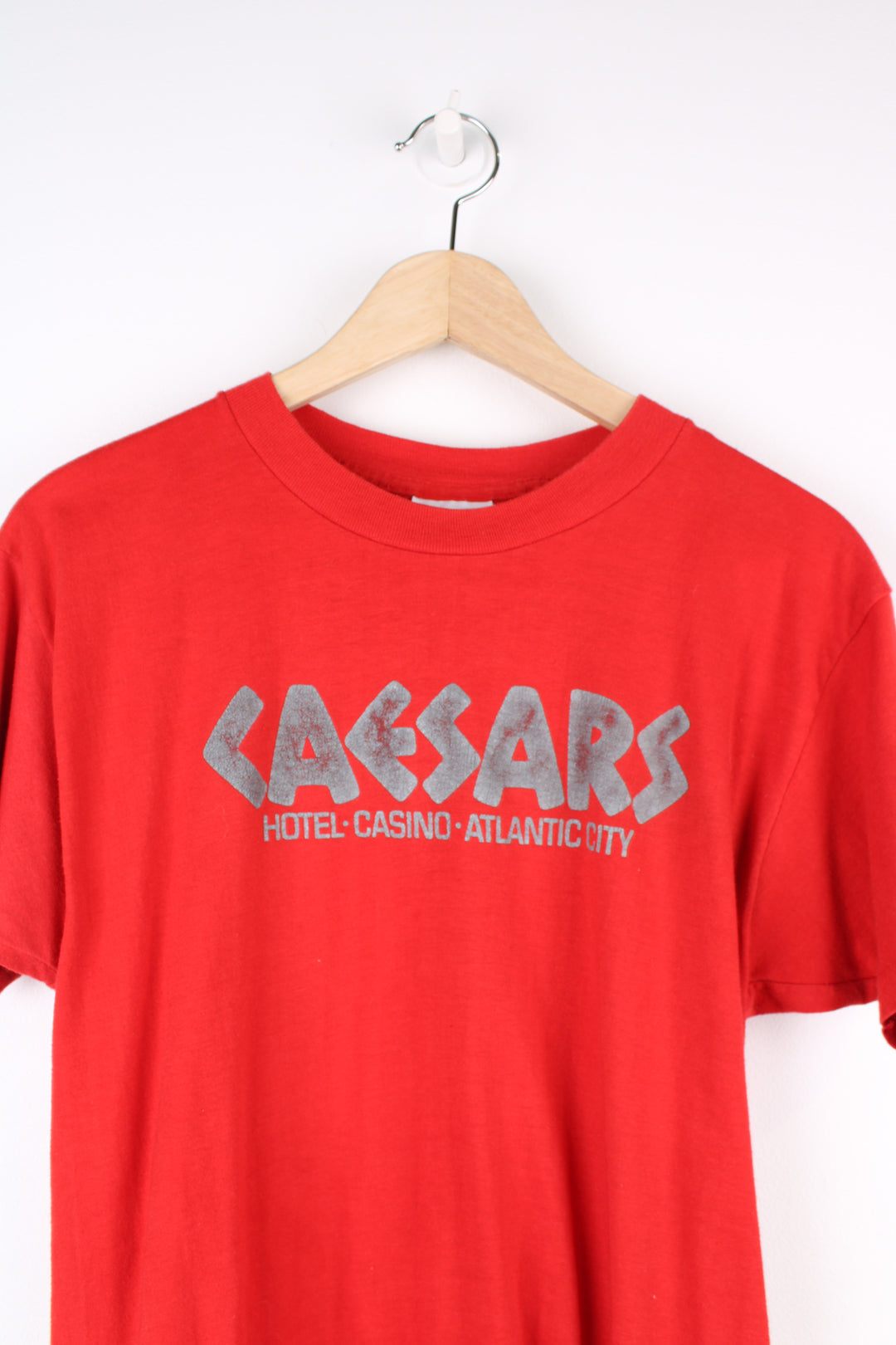 Vintage 80's Caesers Hotel Atlantic city all red t-shirt, single stitch printed spell-out t-shirt  