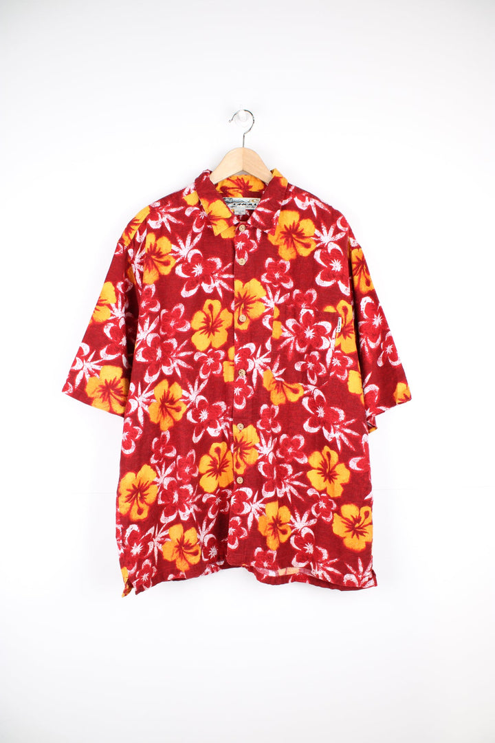 Red and Orange O'Neill Hawaiian Shirt.