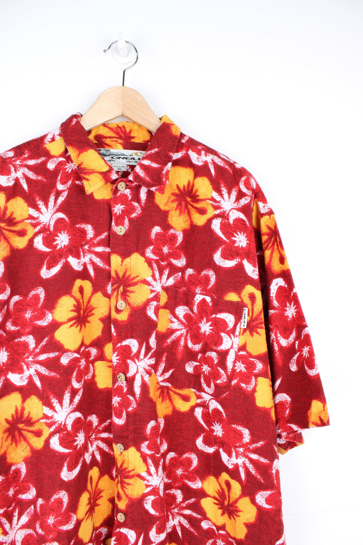 Red and Orange O'Neill Hawaiian Shirt.