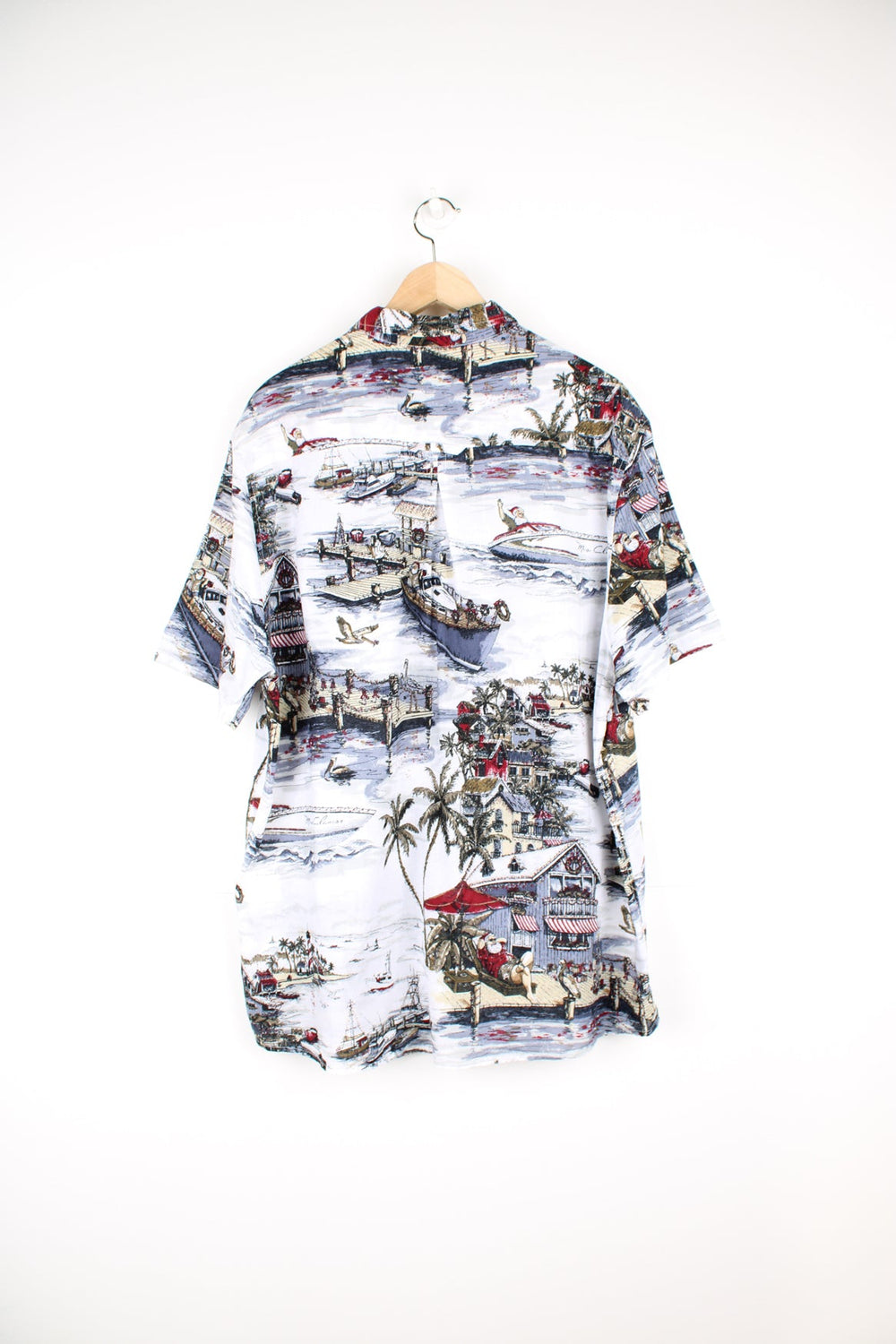 Clear Water Outfitters Hawaiian Shirt with all over Christmas seaside print. 