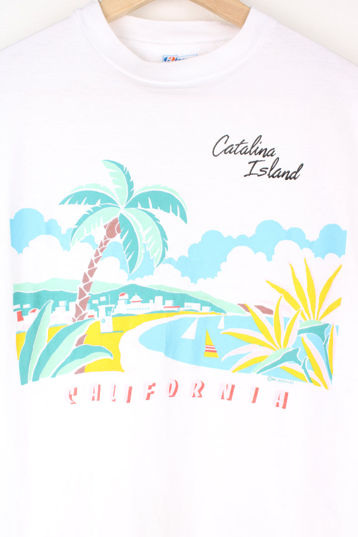 Vintage Catalina Island California single stitch t-shirt with printed graphic on the front  