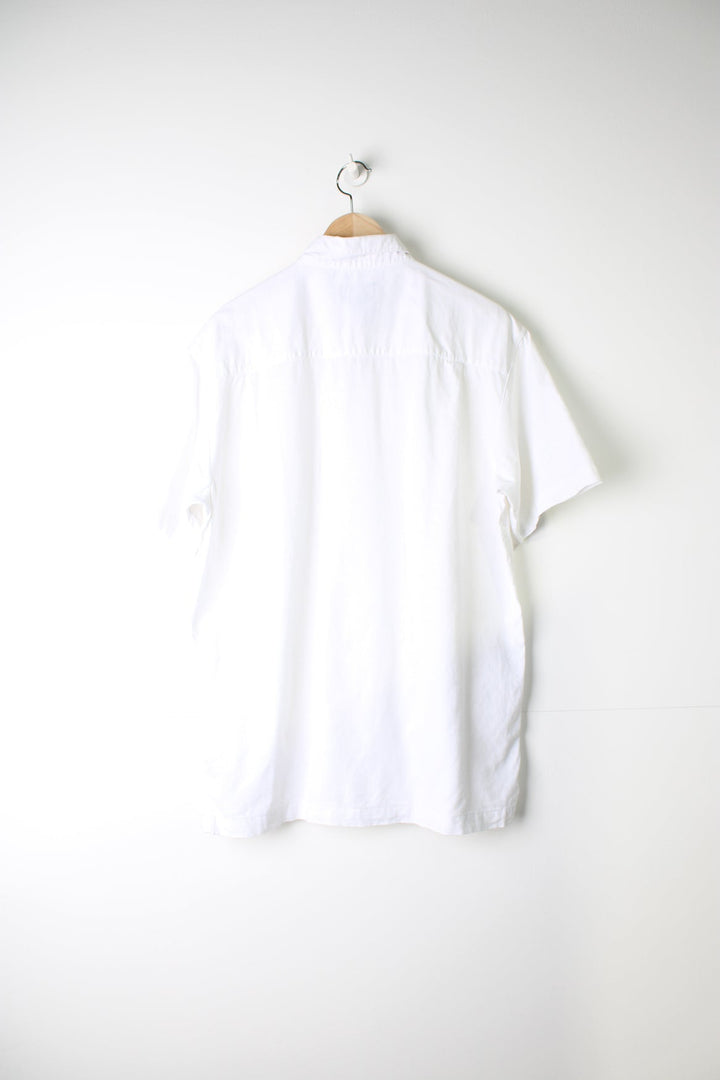 White button through Faded Glory linen shirt with chest pocket.