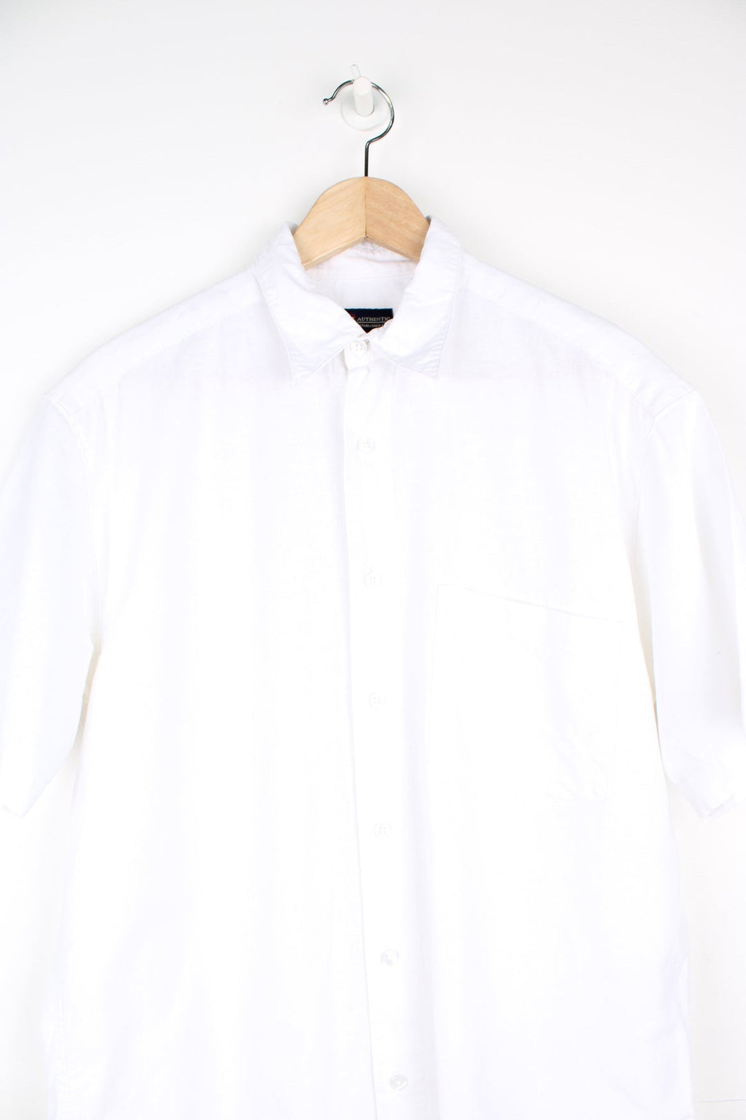 White button through Faded Glory linen shirt with chest pocket.