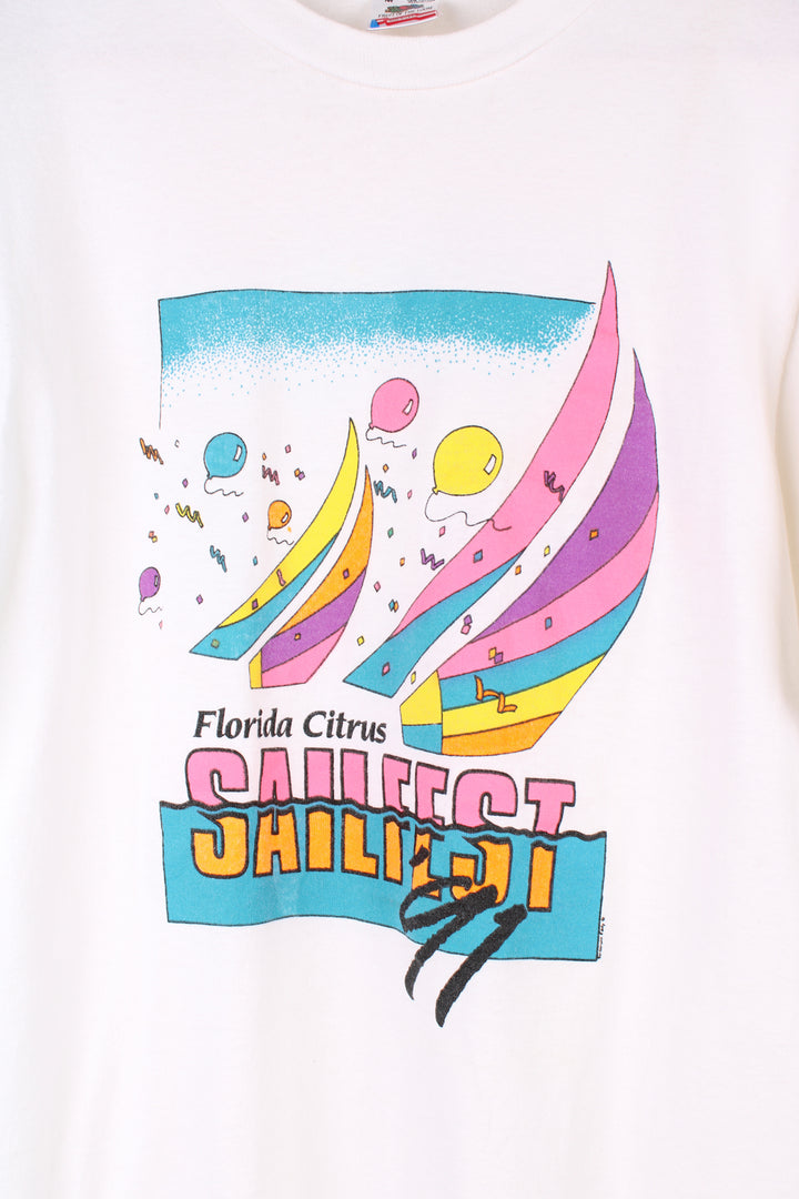 Vintage 1991 made in the USA  Florida Citrus Sail Fest t-shirt by Fruit of Loom with printed graphic on the front and back 