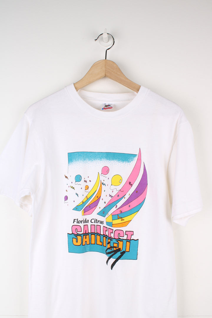 Vintage 1991 made in the USA  Florida Citrus Sail Fest t-shirt by Fruit of Loom with printed graphic on the front and back 