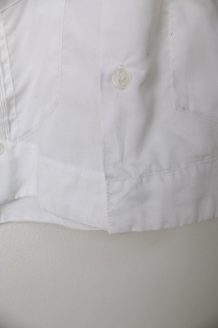 White button through Hawaiian Shirt with embroidered detailing and multiple pockets.