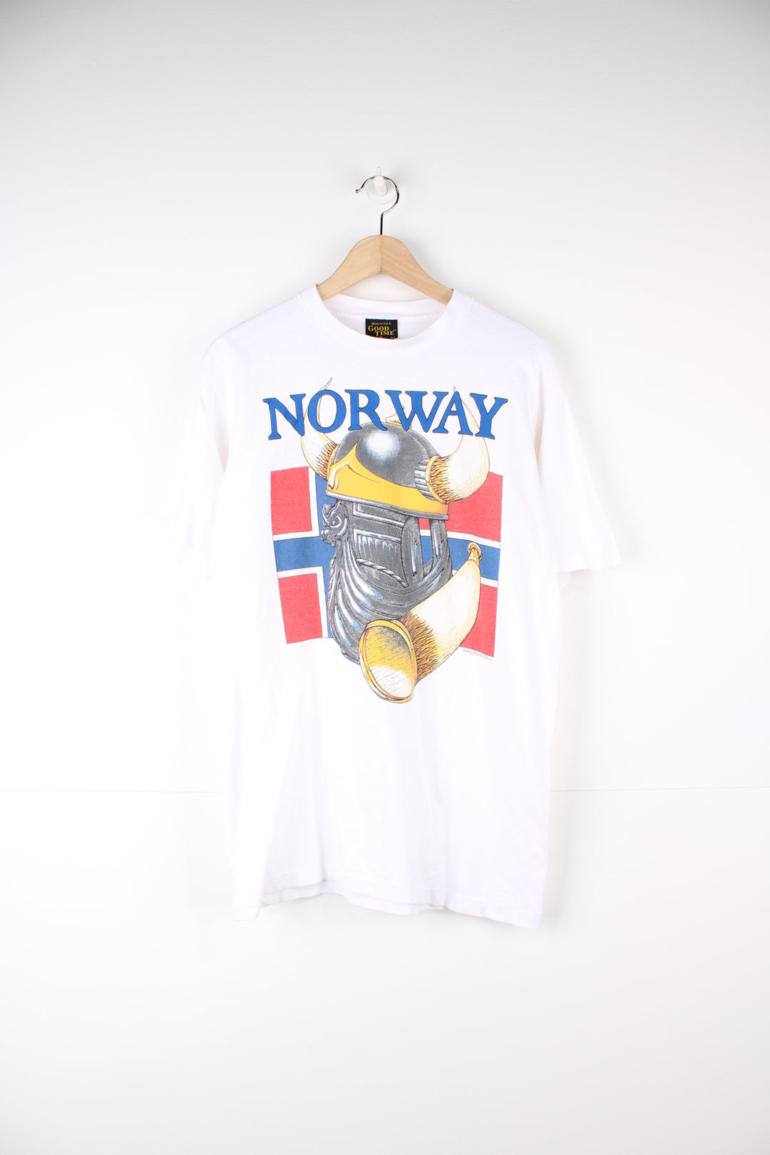 Vintage 1993 Norway single stitch souvenir t-shirt with large spell-out graphic on the front  