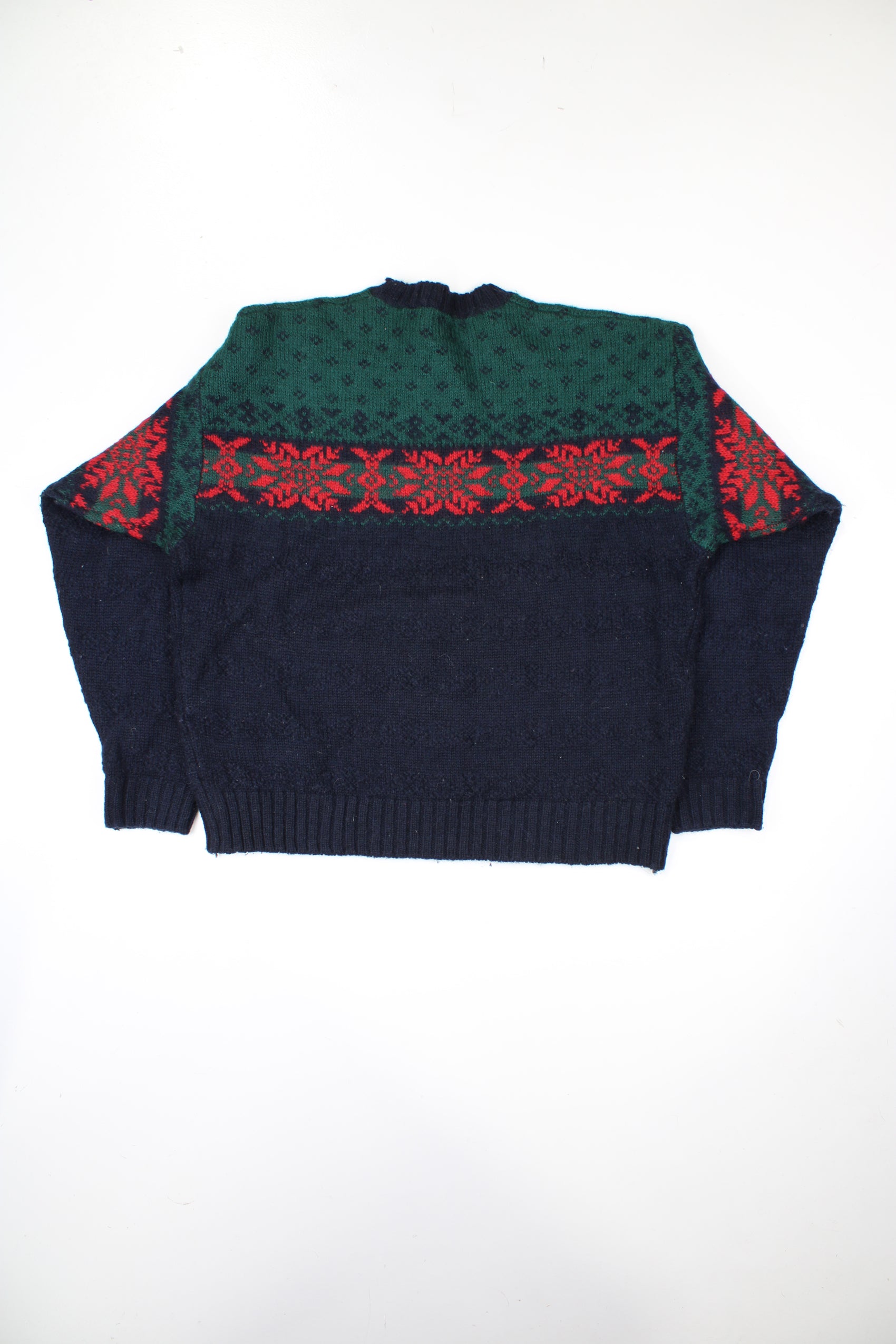 Vintage navy blue and green festive fair isle knitted jumper by Gap