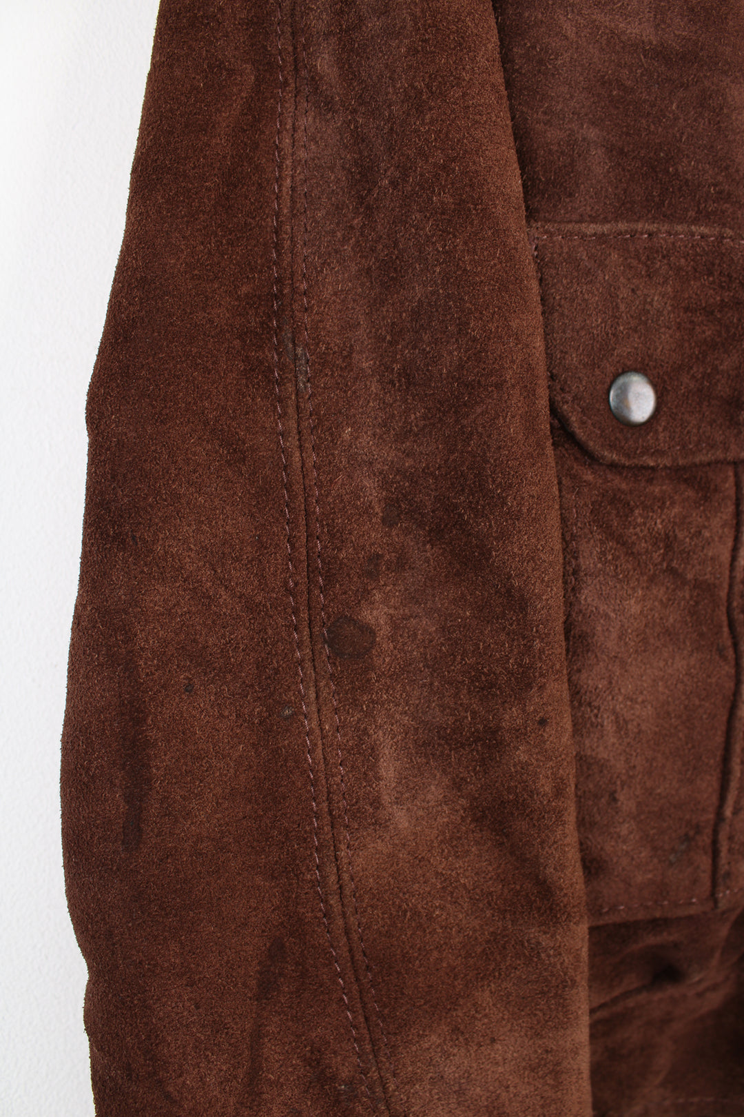 Vintage Hide's at Alexander's brown suede zip through bomber jacket with pockets and zip up pocket on the shoulder 