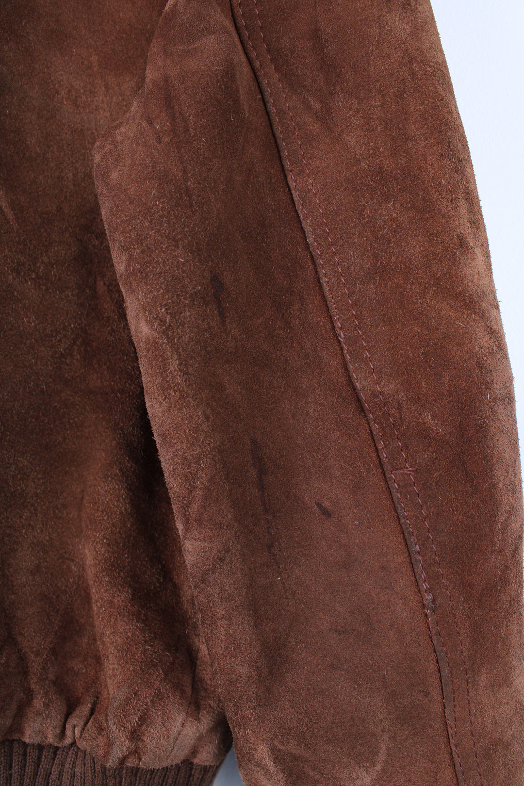 Vintage 1970's brown suede bomber jacket by Chalenger features full zip and multiple pockets 