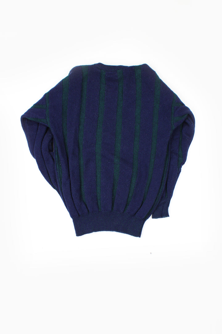 Vintage navy blue and green knit jumper with embroidered Benson& Hedges logo on the chest. 100% wool, made in Scotland by Wolsey.  good condition  Size in Label:  40/ 50 - Measures like a mens S