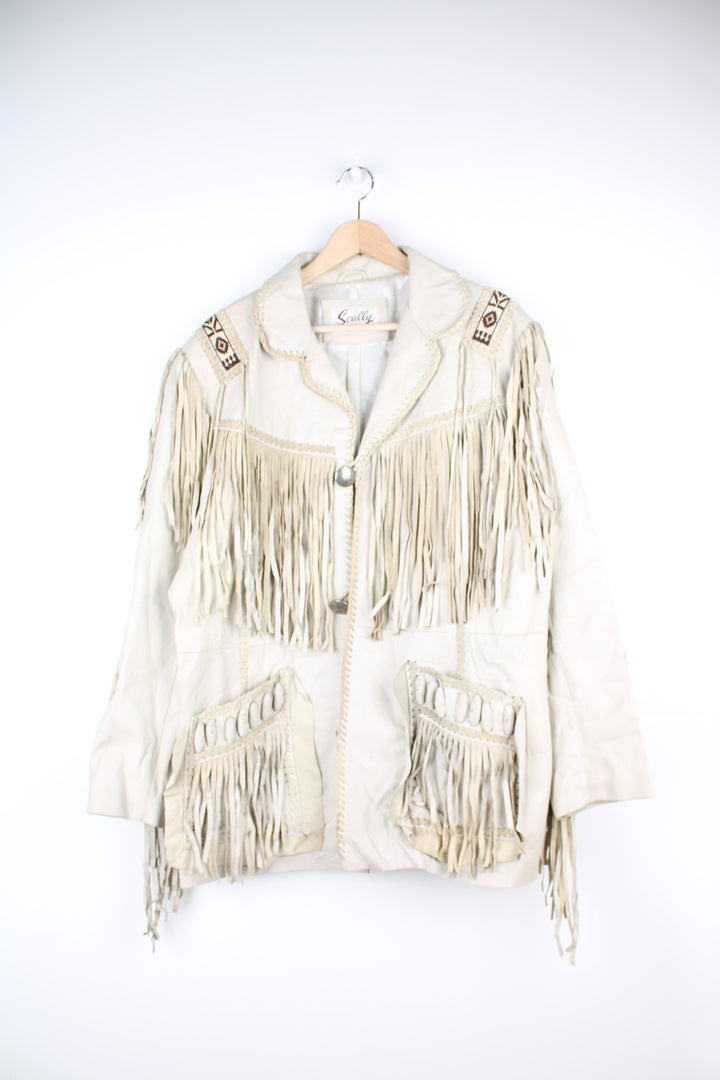 80's Beaded Fringe Leather Jacket