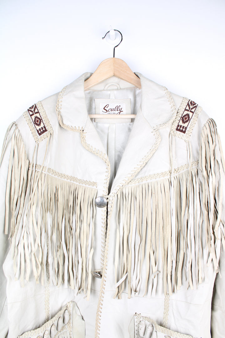 80's Beaded Fringe Leather Jacket