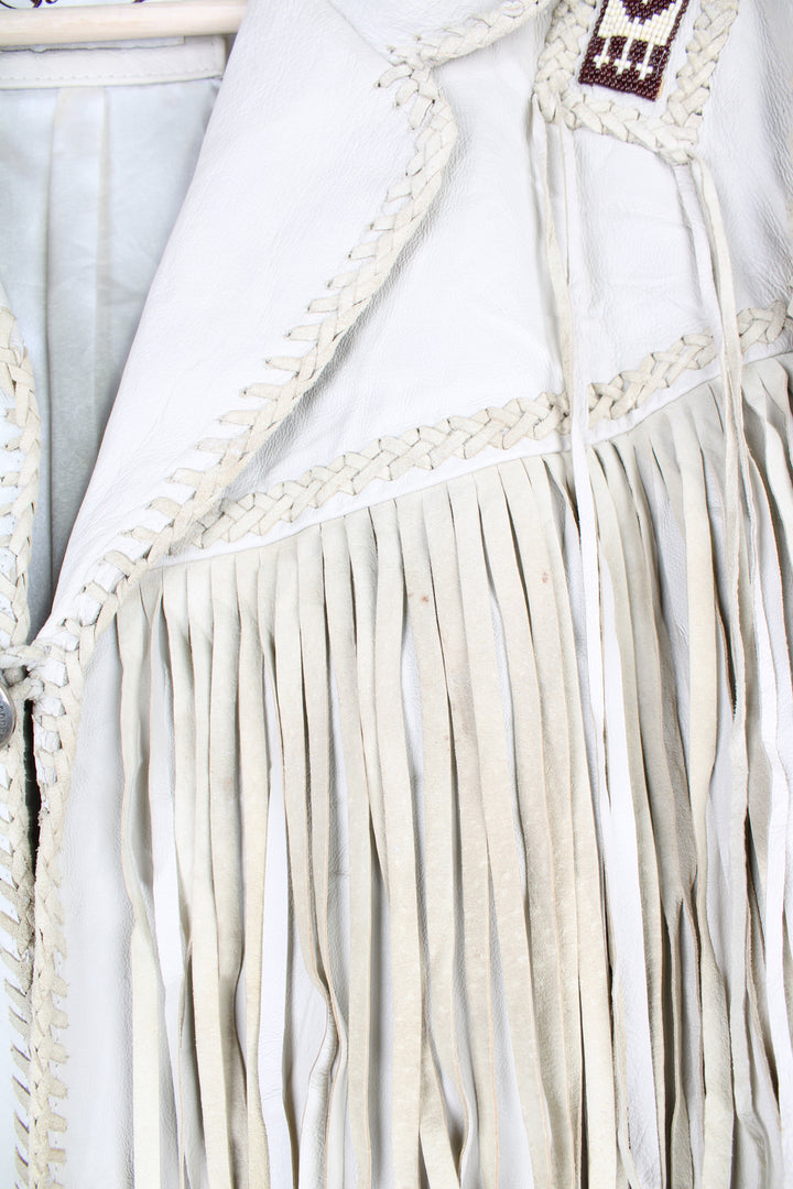 80's Beaded Fringe Leather Jacket