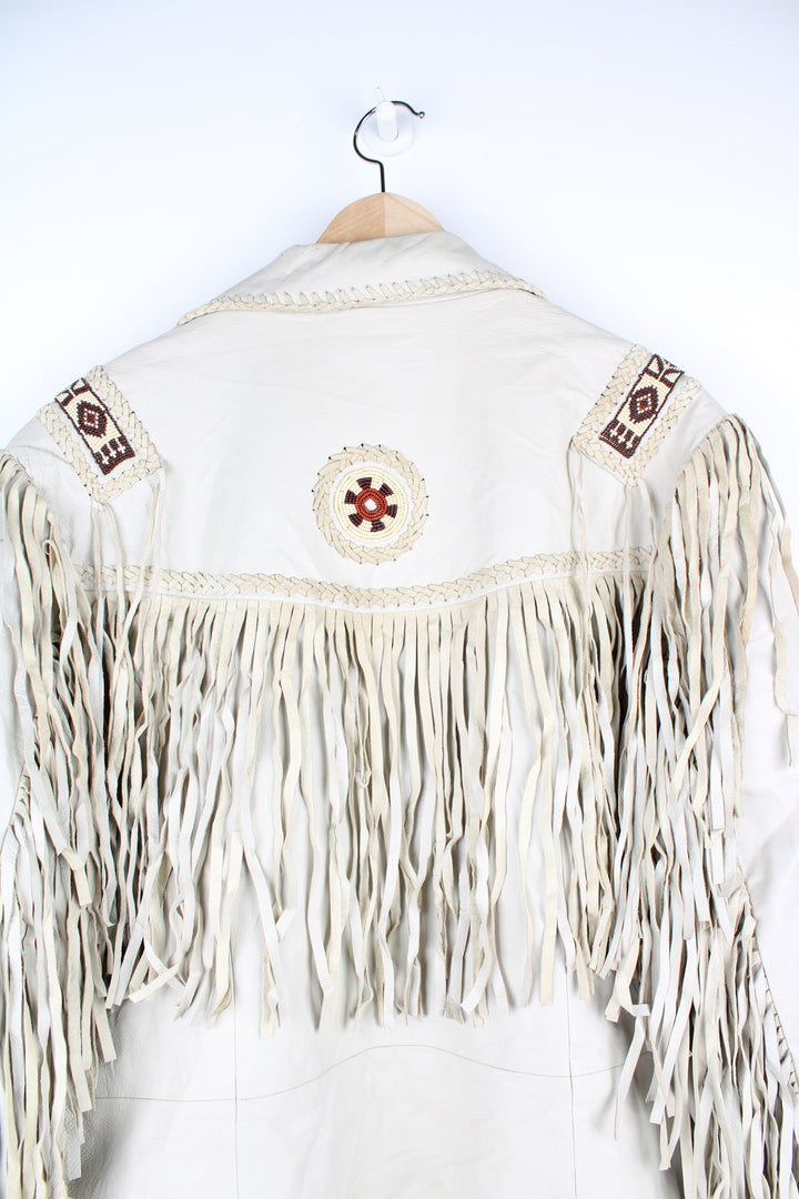 80's Beaded Fringe Leather Jacket