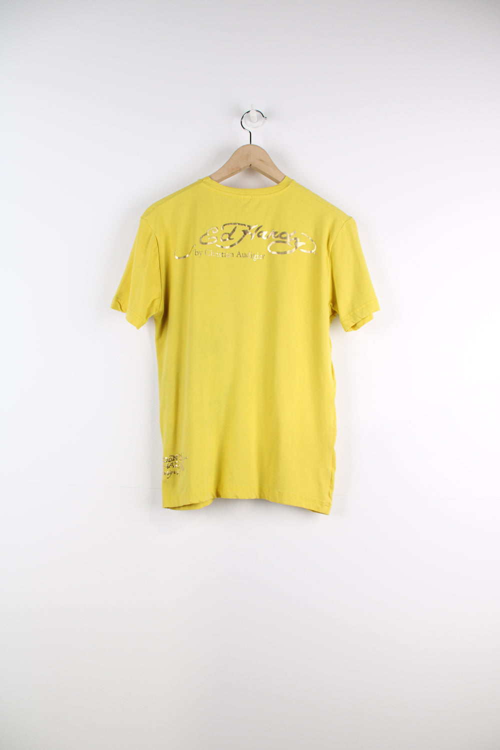 Ed Hardy Graphic T-Shirt in a yellow colourway, has big tiger graphic design printed on the front, as well as logos on the back.