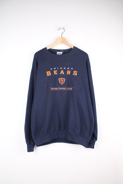 Vintage Lee Sport, Chicago Bears NFL Sweatshirt in a blue, orange and white colourway, and has the logo and spell out embroidered on the front.
