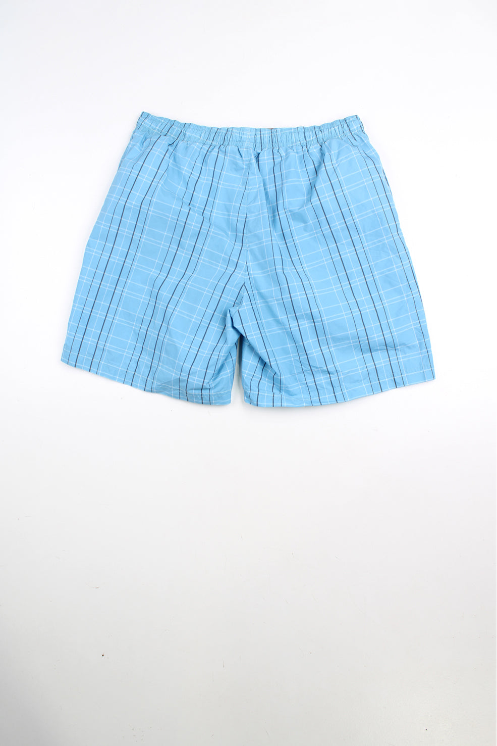 Blue Reebok checked shorts with elasticated waist and drawstring. Features embroidered logo on the leg