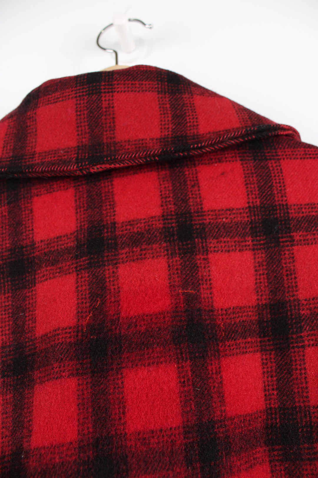 Vintage 1970's Woolrich red & black plaid wool button up CPO jacket with multiple pockets.