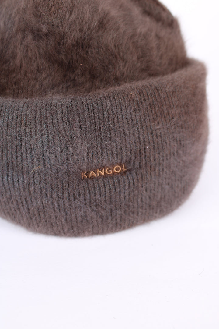 Vintage Kangol furgora beanie hat in brown, has embroidered logo on the front. 