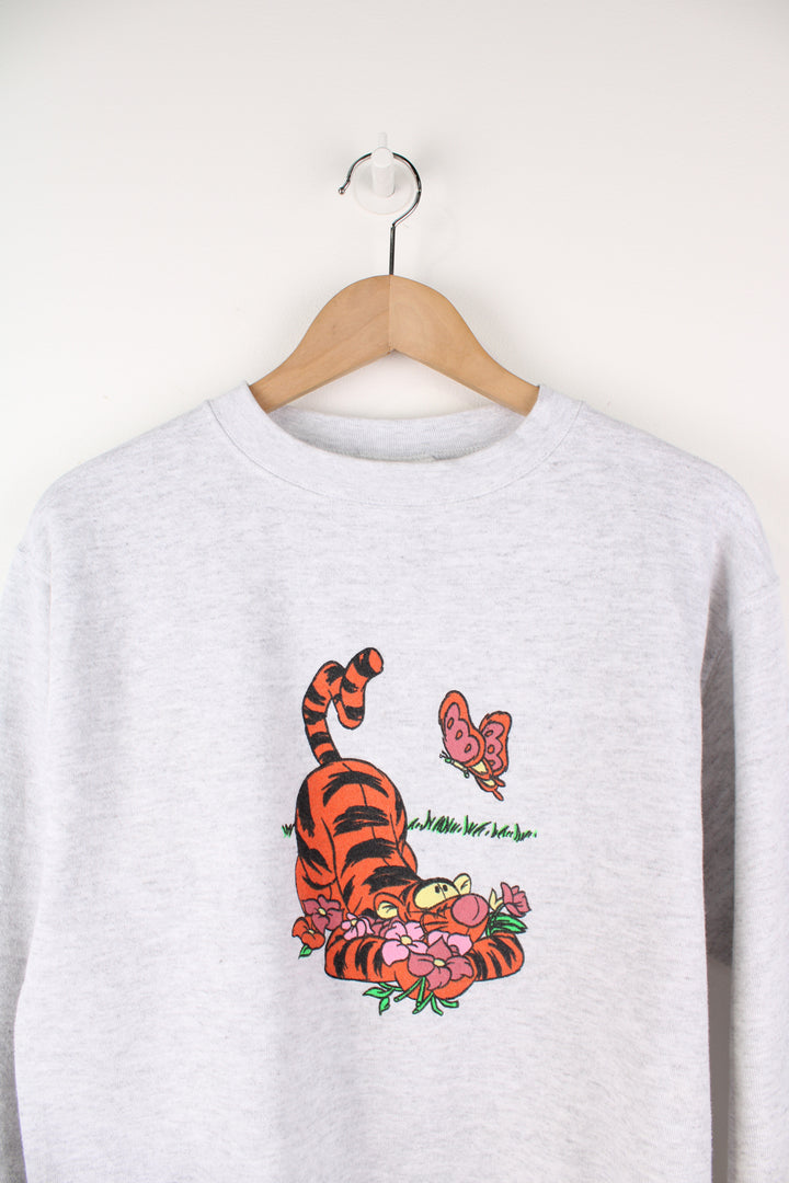 Vintage 90's Disney's Winnie the Pooh, Tigger sweatshirt in grey. Features printed graphic on the front