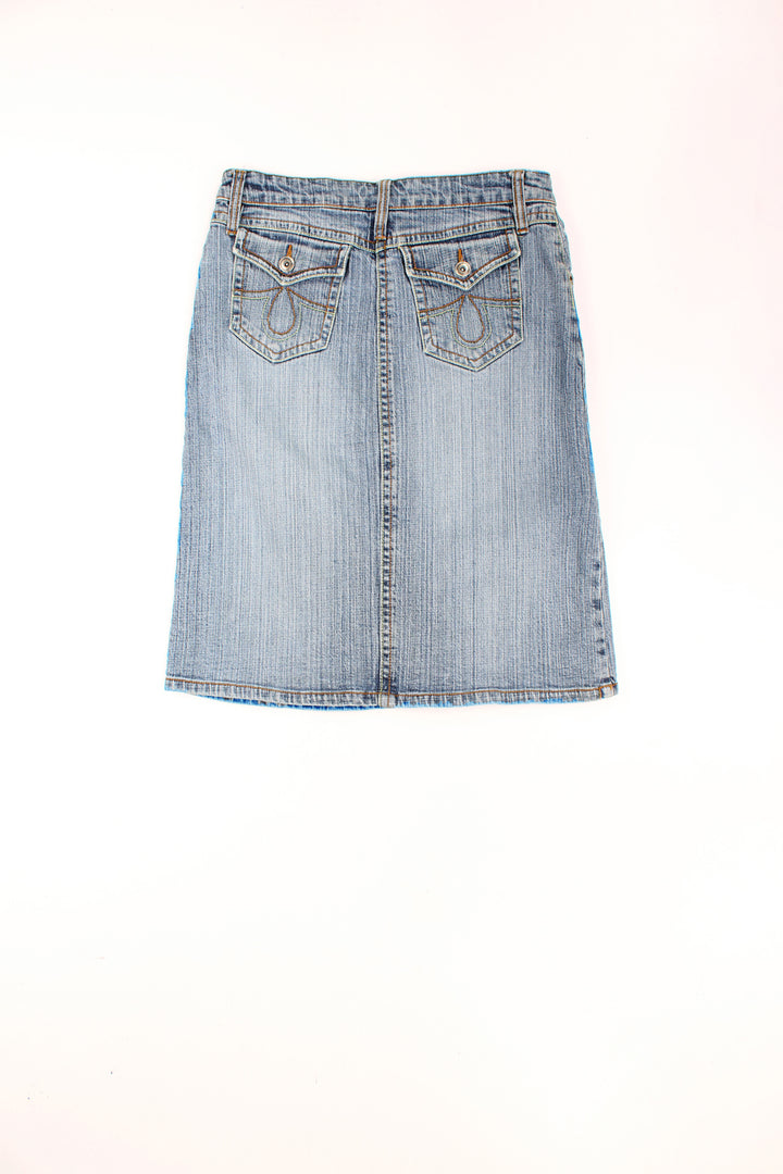 Y2K stone wash blue denim skirt by Bay. Could be worn mid or low rise depending on measurements.  good condition Size in Label: Womens 8