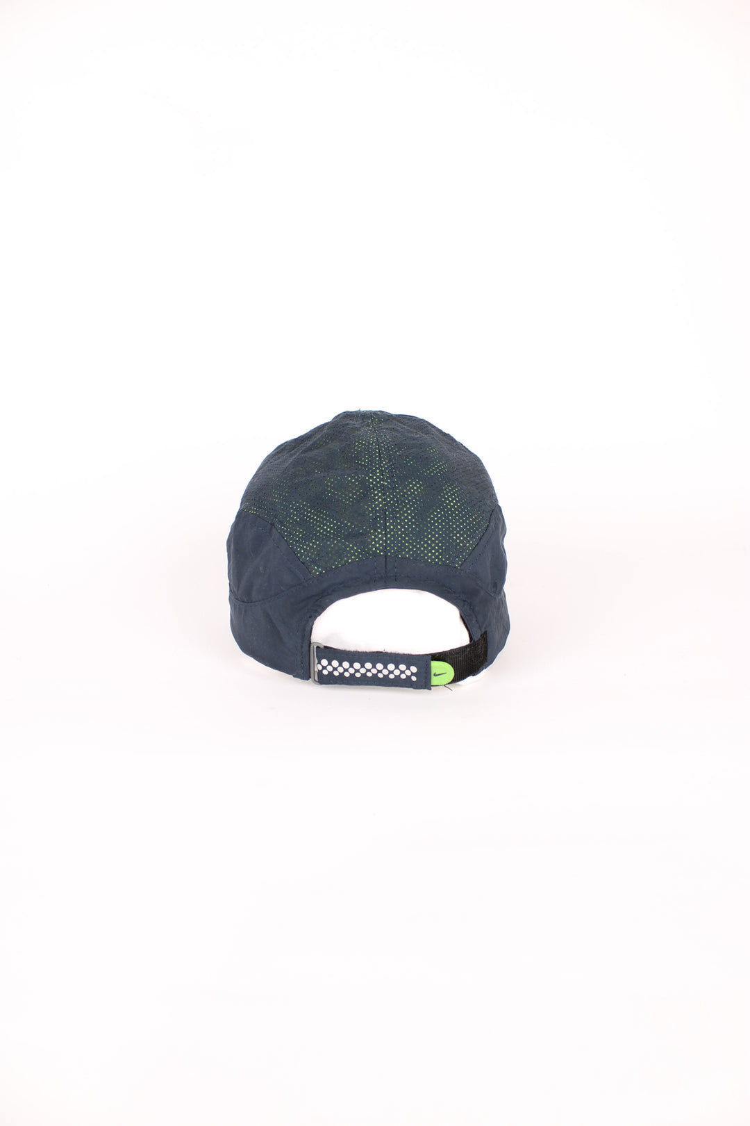 00's Nike Dri-Fit cap in a blue and green colourway, 100% polyester, adjustable strap, and logo on the front and back. 