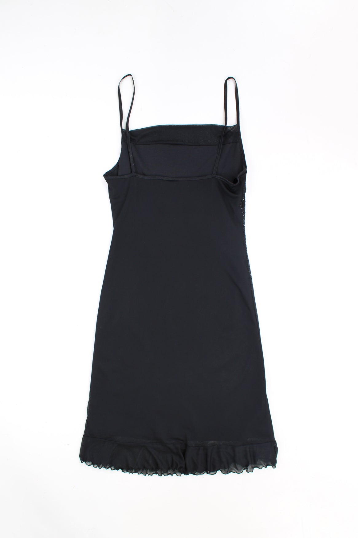 Black Y2K midi length dress features glittery embellishment in the centre and cowl neck ,made from a stretchy fabric 