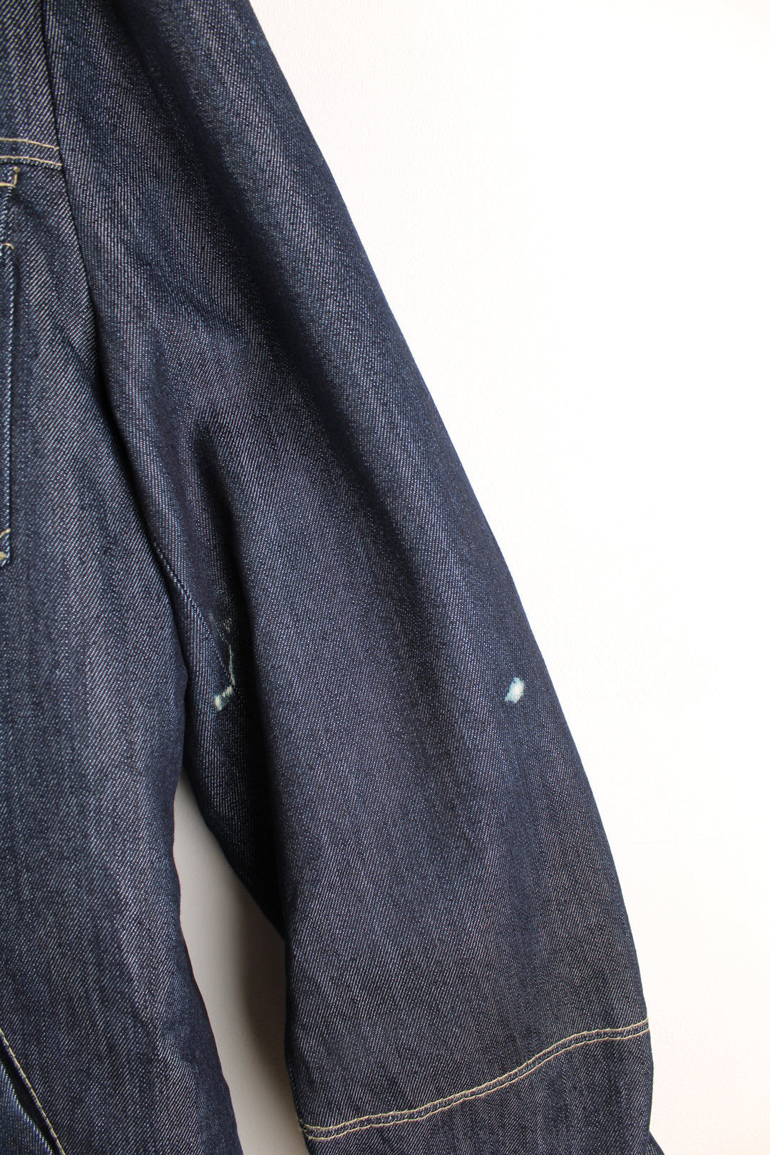 Vintage 00's Schott NYC denim chore jacket features shearling style lining and multiple pockets