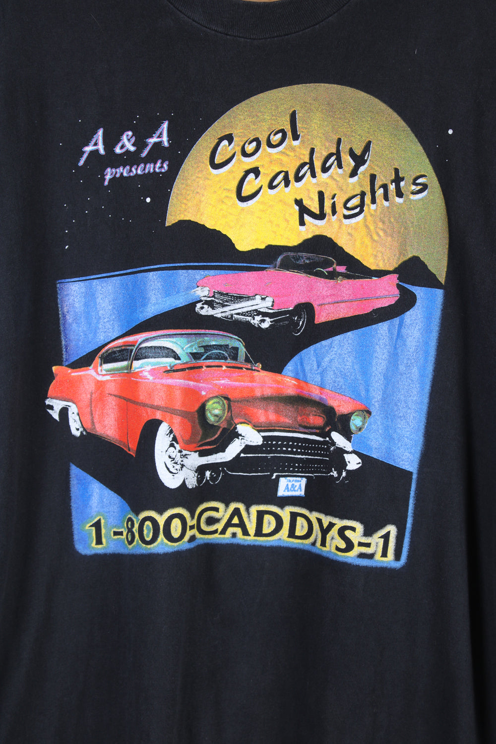 Vintage 90's "Cool Caddy Nights" single stitch t-shirt. Features printed design on the front and the back.  good condition  Size in Label:   Mens XL